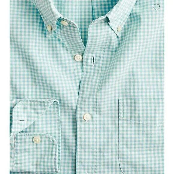 J.Crew Mens Button Up Shirt Size 2XL Green Check Long Sleeve Slim Fit Organic - Picture 3 of 14